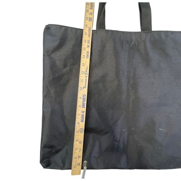 l.Magnin Women's Black Double Handle Strap Reusable Shoulder Handbag Tote Bag - Picture 4 of 6